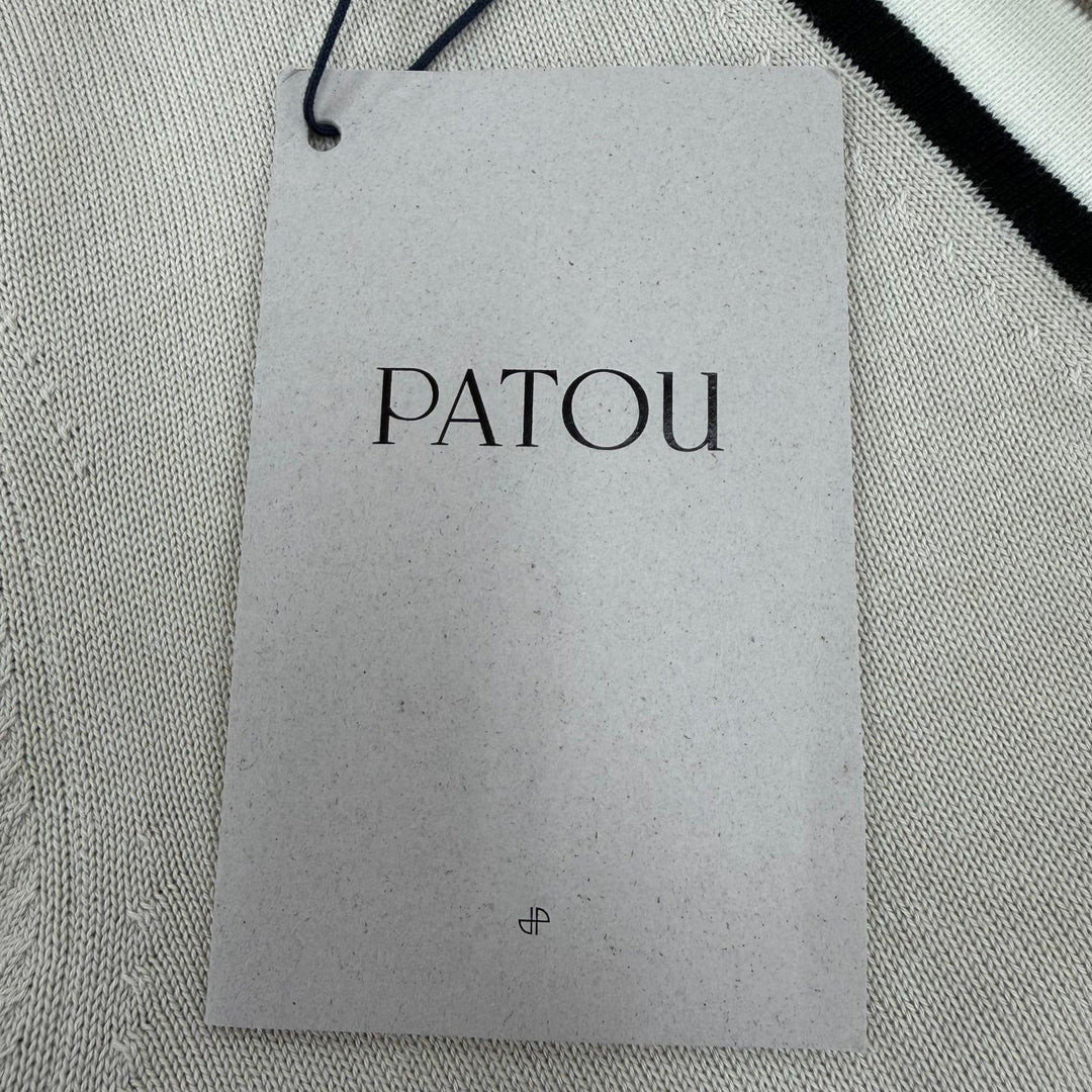 Pristine PATOU cardigan Logo embroidery, contrasting color, long-sleeved knit XS
