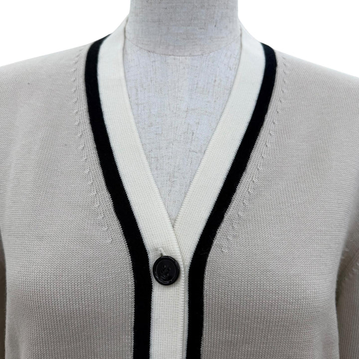 Pristine PATOU cardigan Logo embroidery, contrasting color, long-sleeved knit XS