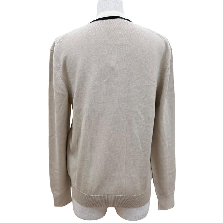 Pristine PATOU cardigan Logo embroidery, contrasting color, long-sleeved knit XS