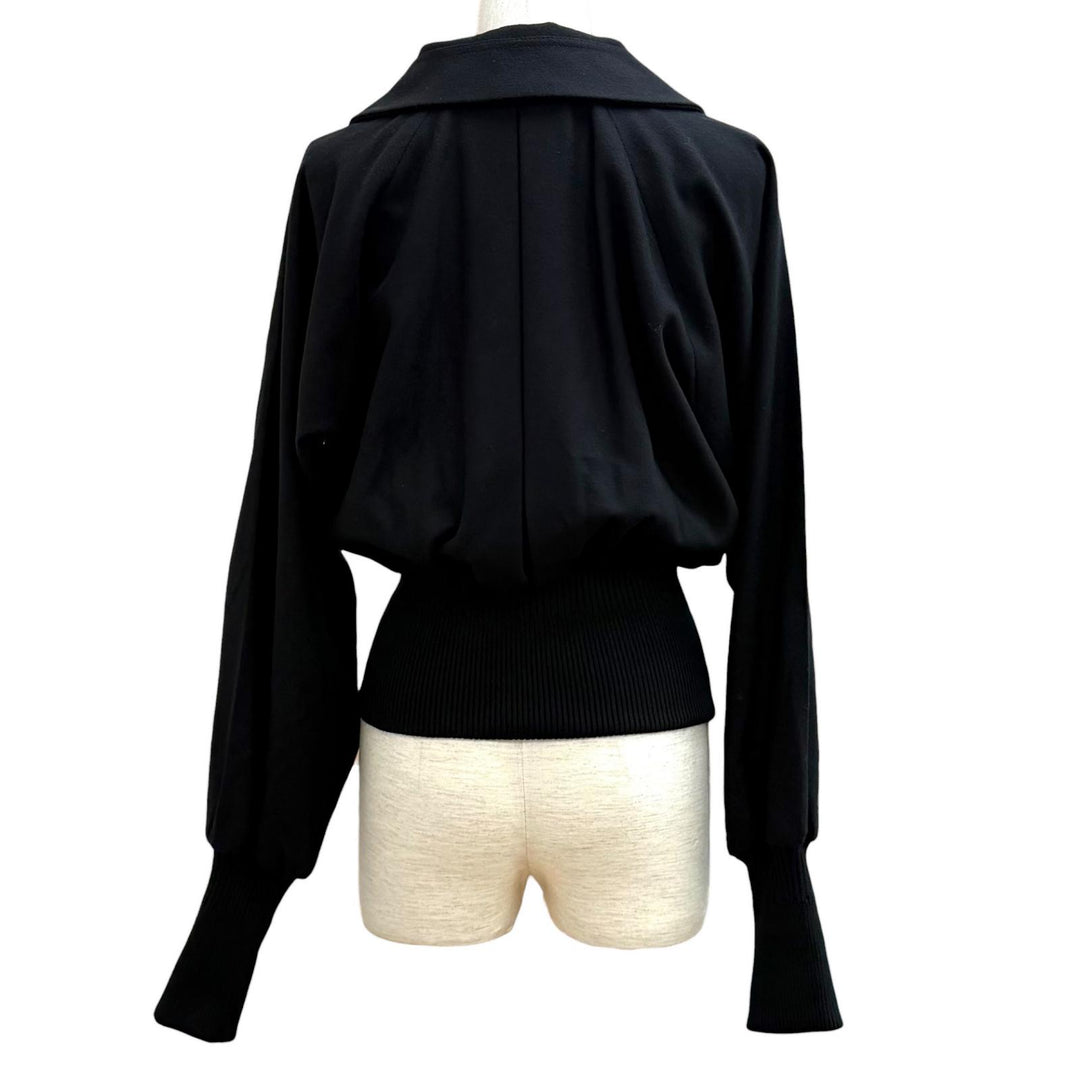 Pristine PATOU Bomber jacket Logo patch attached ZIP UP wool 34 OU0280189999B