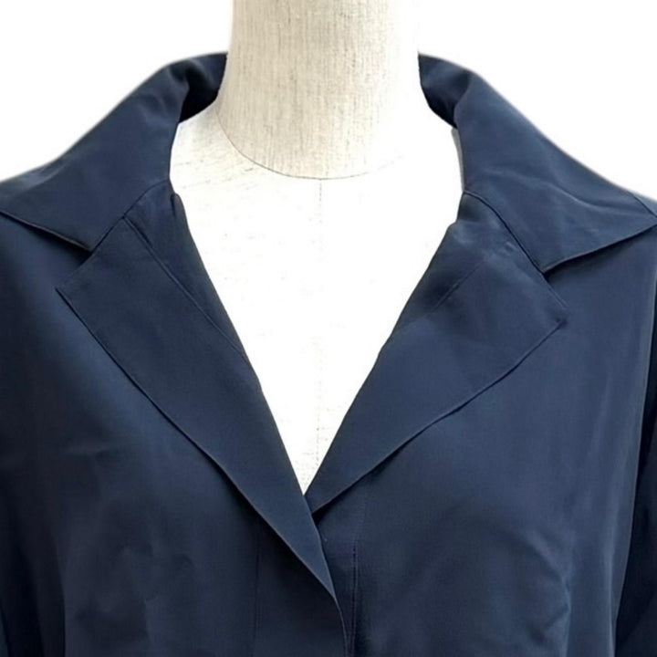 Excellent THE ROW one piece Belted shell button shirt Navy silk Women S G 166