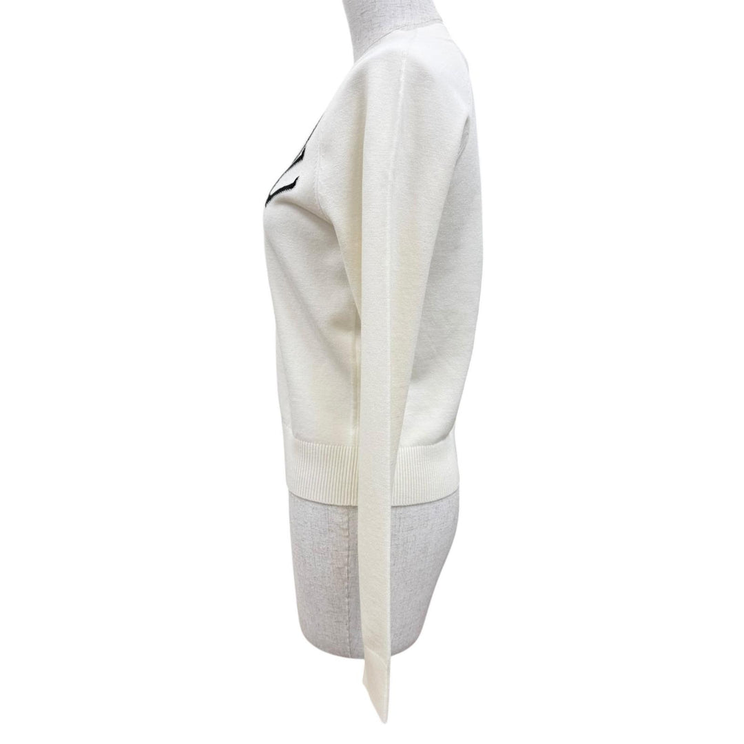 Pristine PATOU knit Wool Blend Front Logo Long Sleeve Jumper Ivory S
