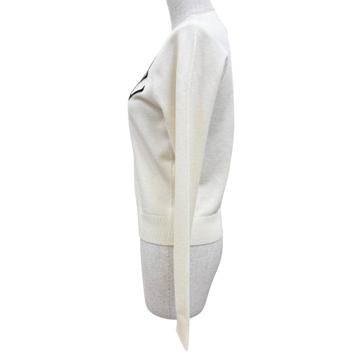 Pristine PATOU knit Wool Blend Front Logo Long Sleeve Jumper Ivory S