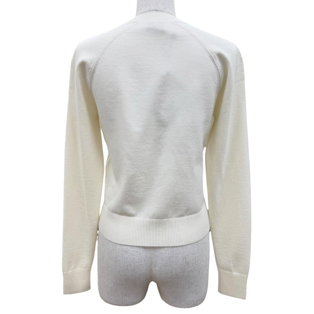 Pristine PATOU knit Wool Blend Front Logo Long Sleeve Jumper Ivory S