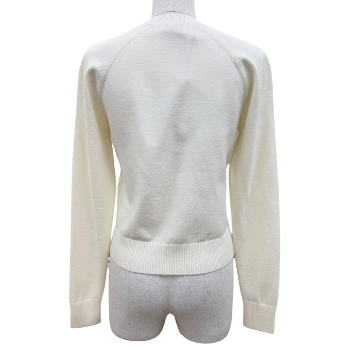Pristine PATOU knit Wool Blend Front Logo Long Sleeve Jumper Ivory S