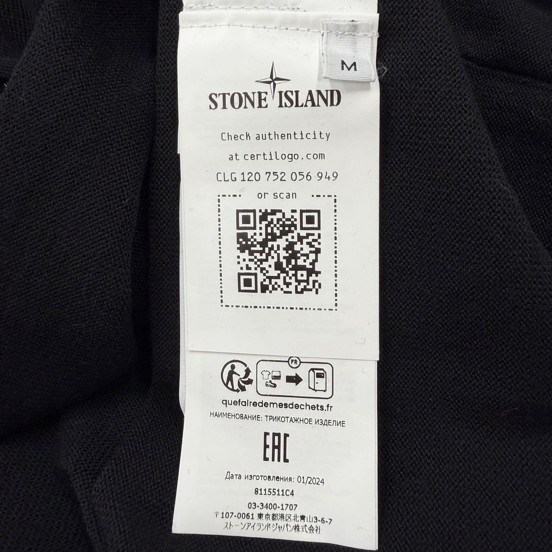 Excellent STONE ISLAND cardigan black wool mens M 8115511C4