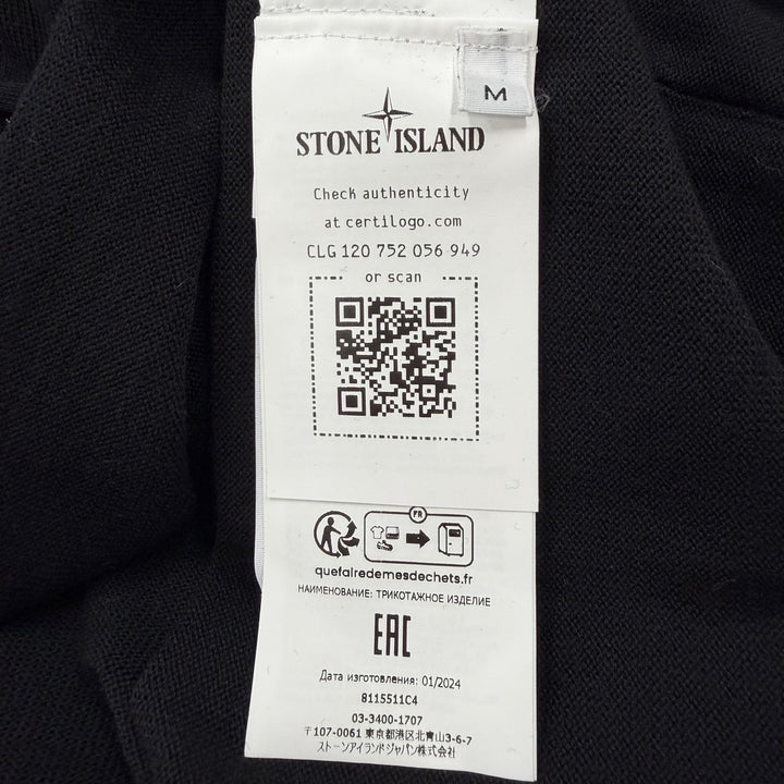 Excellent STONE ISLAND cardigan black wool mens M 8115511C4