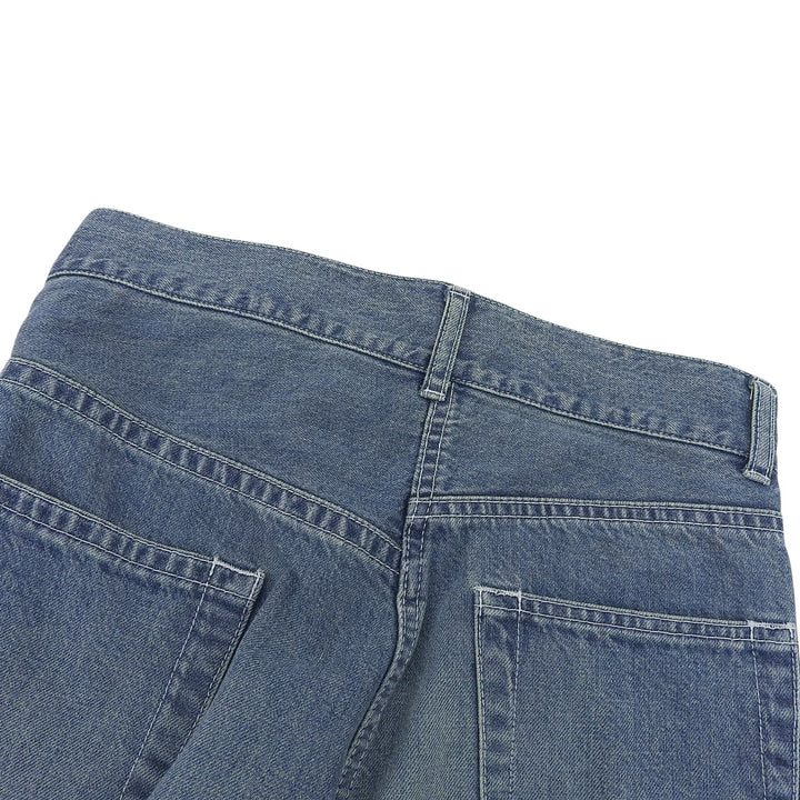 Great Sacai Denim pants Logo buttons, wide silhouette, cut-off. Women 20-05087