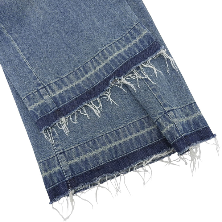 Great Sacai Denim pants Logo buttons, wide silhouette, cut-off. Women 20-05087