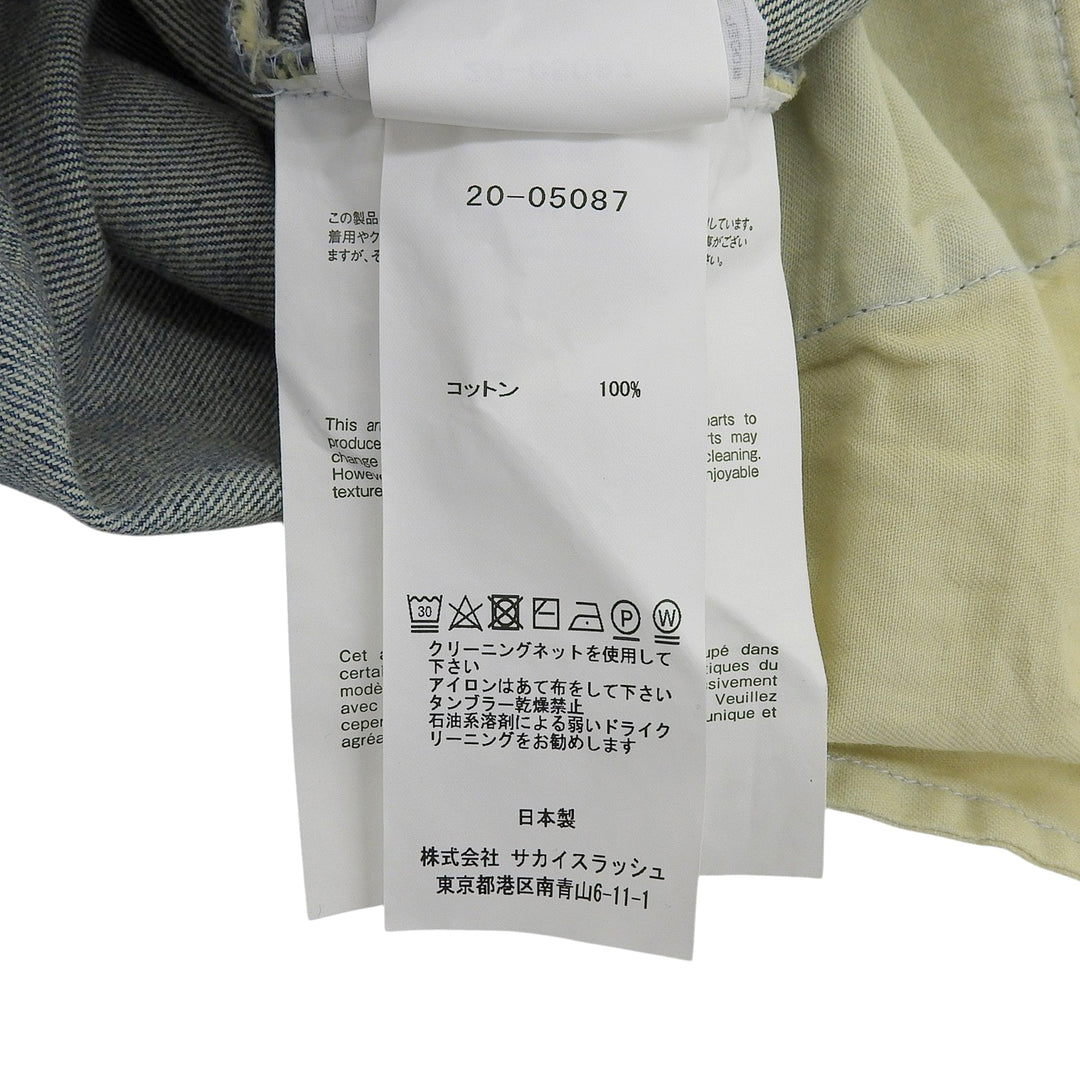 Great Sacai Denim pants Logo buttons, wide silhouette, cut-off. Women 20-05087