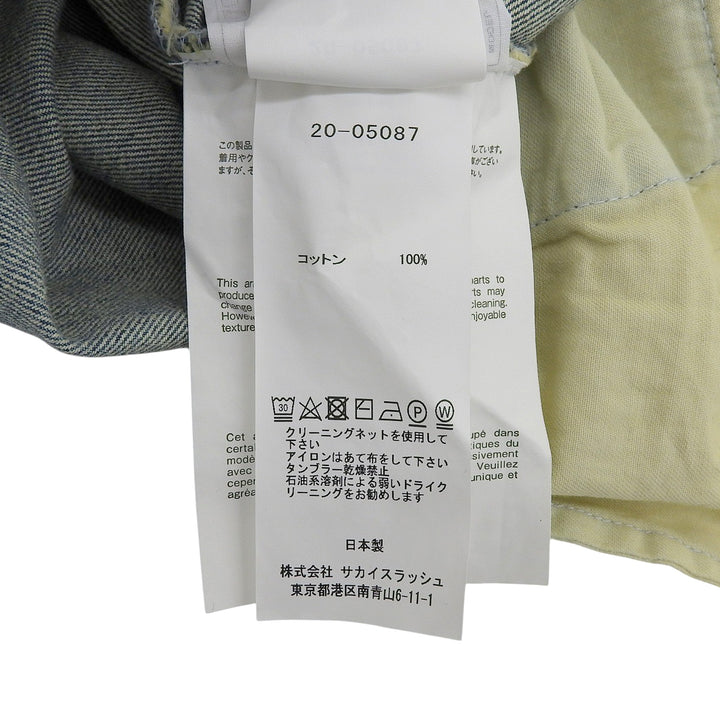 Great Sacai Denim pants Logo buttons, wide silhouette, cut-off. Women 20-05087