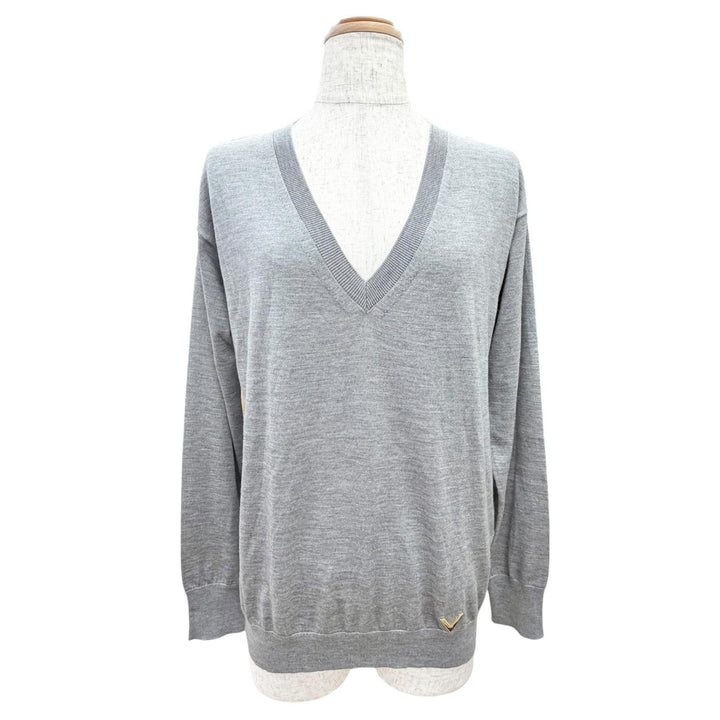 Pristine VALENTINO Logo Metal V-neck Long-sleeve Knit cashmere S 3B3KC48D830