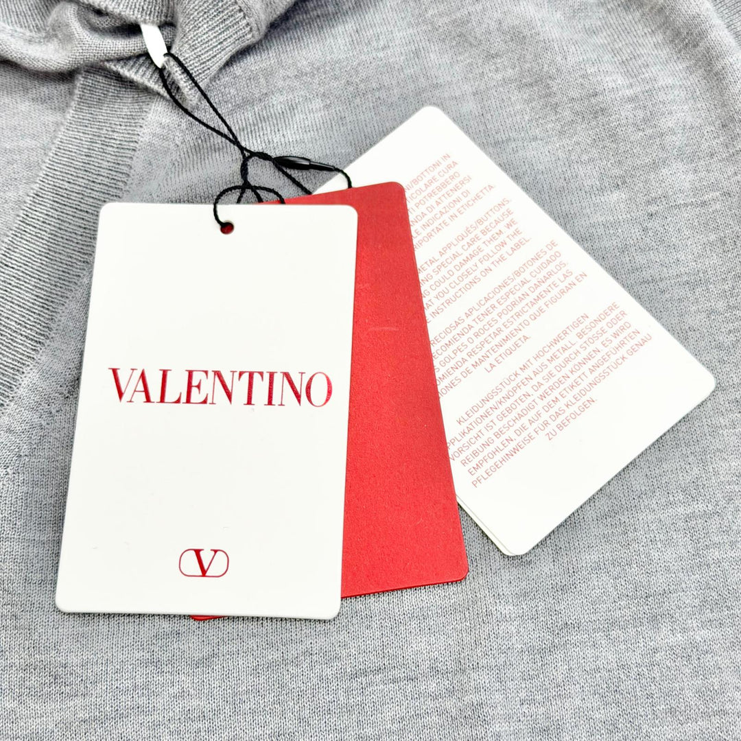 Pristine VALENTINO Logo Metal V-neck Long-sleeve Knit cashmere S 3B3KC48D830