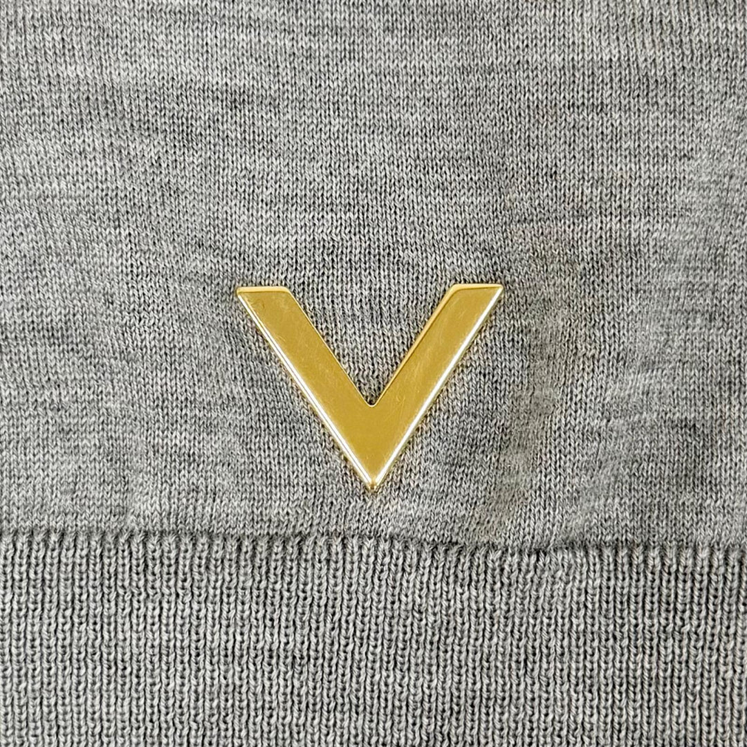 Pristine VALENTINO Logo Metal V-neck Long-sleeve Knit cashmere S 3B3KC48D830
