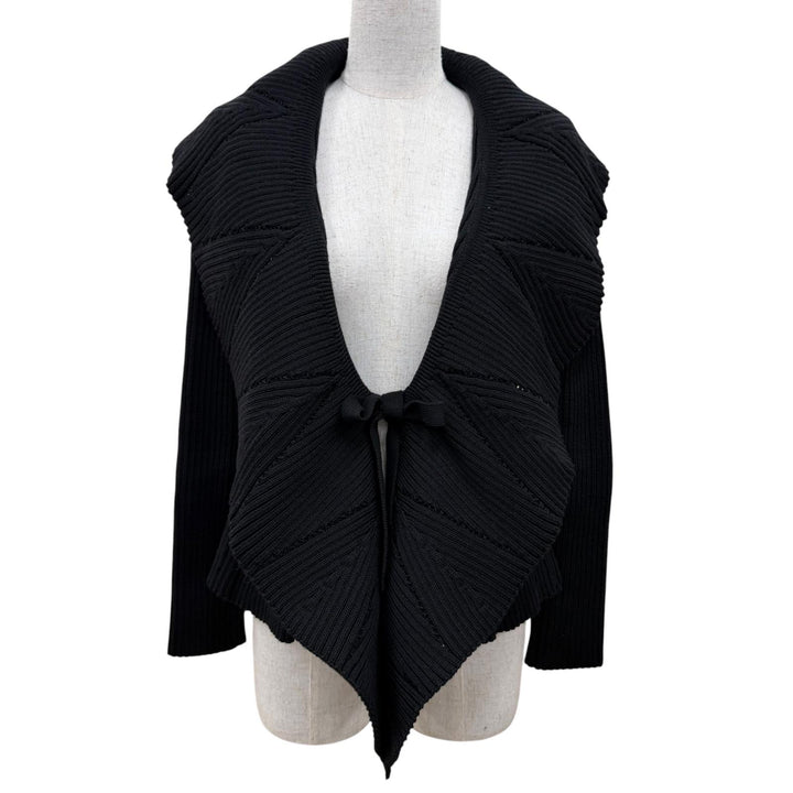 Excellent Christian Dior cardigan BEE embroidered long-sleeved knit black 36