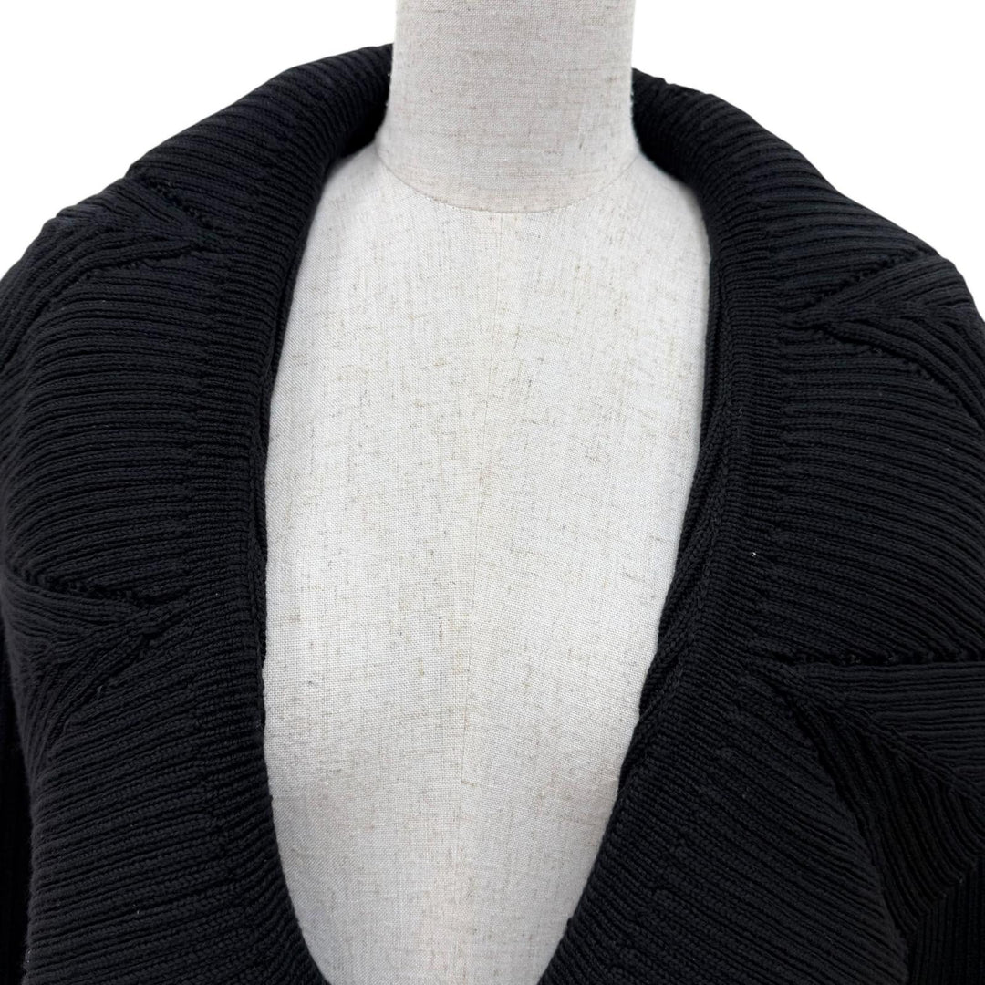 Excellent Christian Dior cardigan BEE embroidered long-sleeved knit black 36