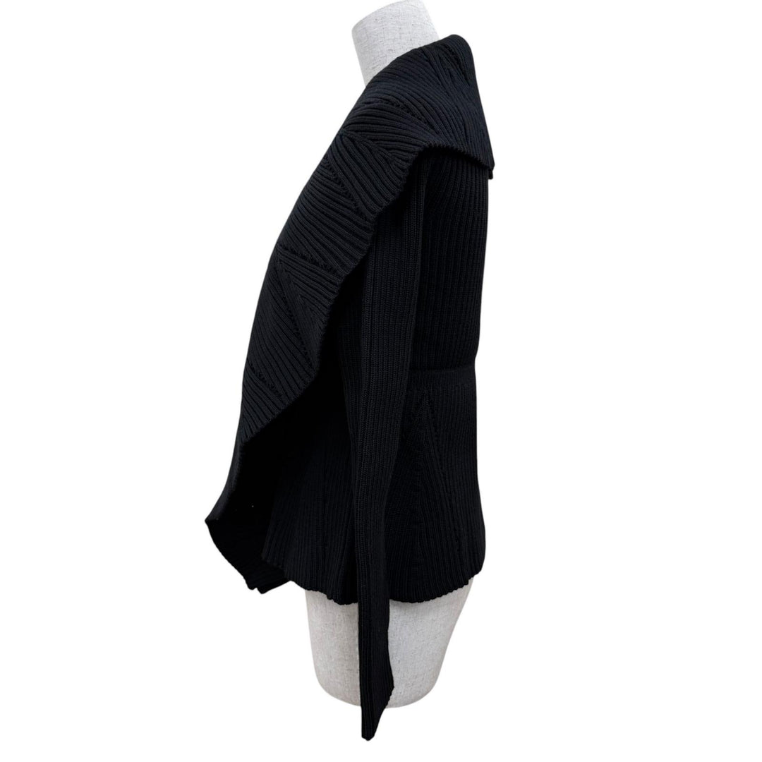 Excellent Christian Dior cardigan BEE embroidered long-sleeved knit black 36