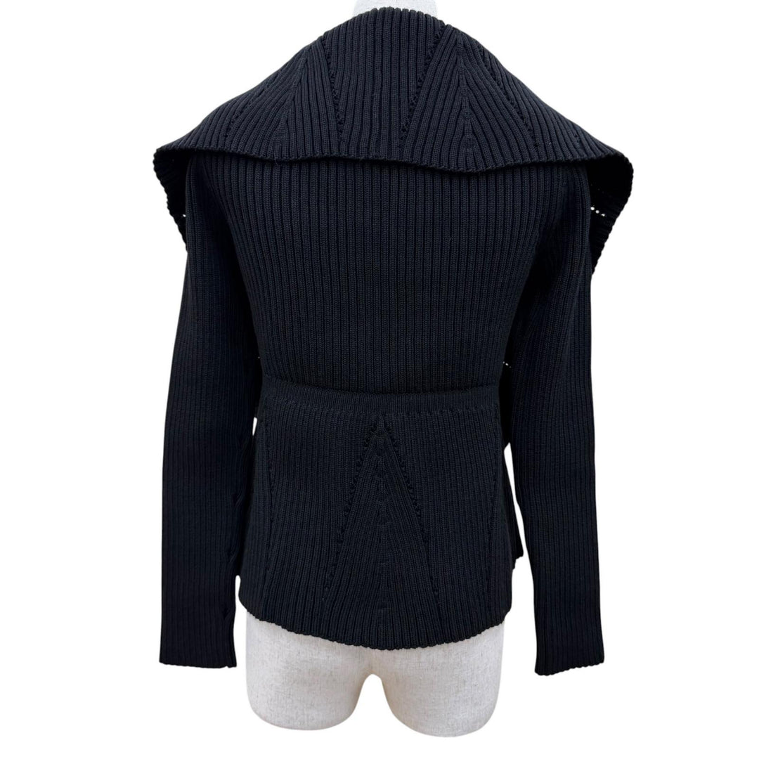 Excellent Christian Dior cardigan BEE embroidered long-sleeved knit black 36