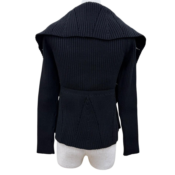Excellent Christian Dior cardigan BEE embroidered long-sleeved knit black 36