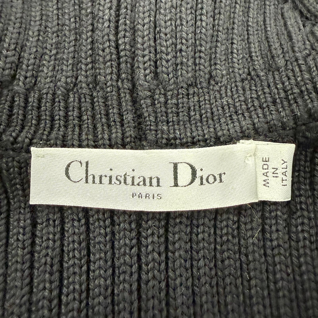 Excellent Christian Dior cardigan BEE embroidered long-sleeved knit black 36