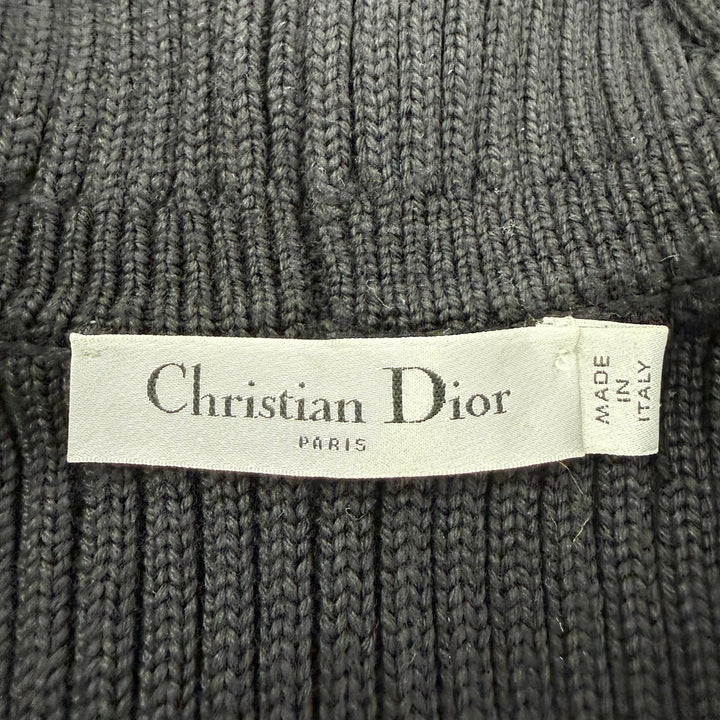 Excellent Christian Dior cardigan BEE embroidered long-sleeved knit black 36