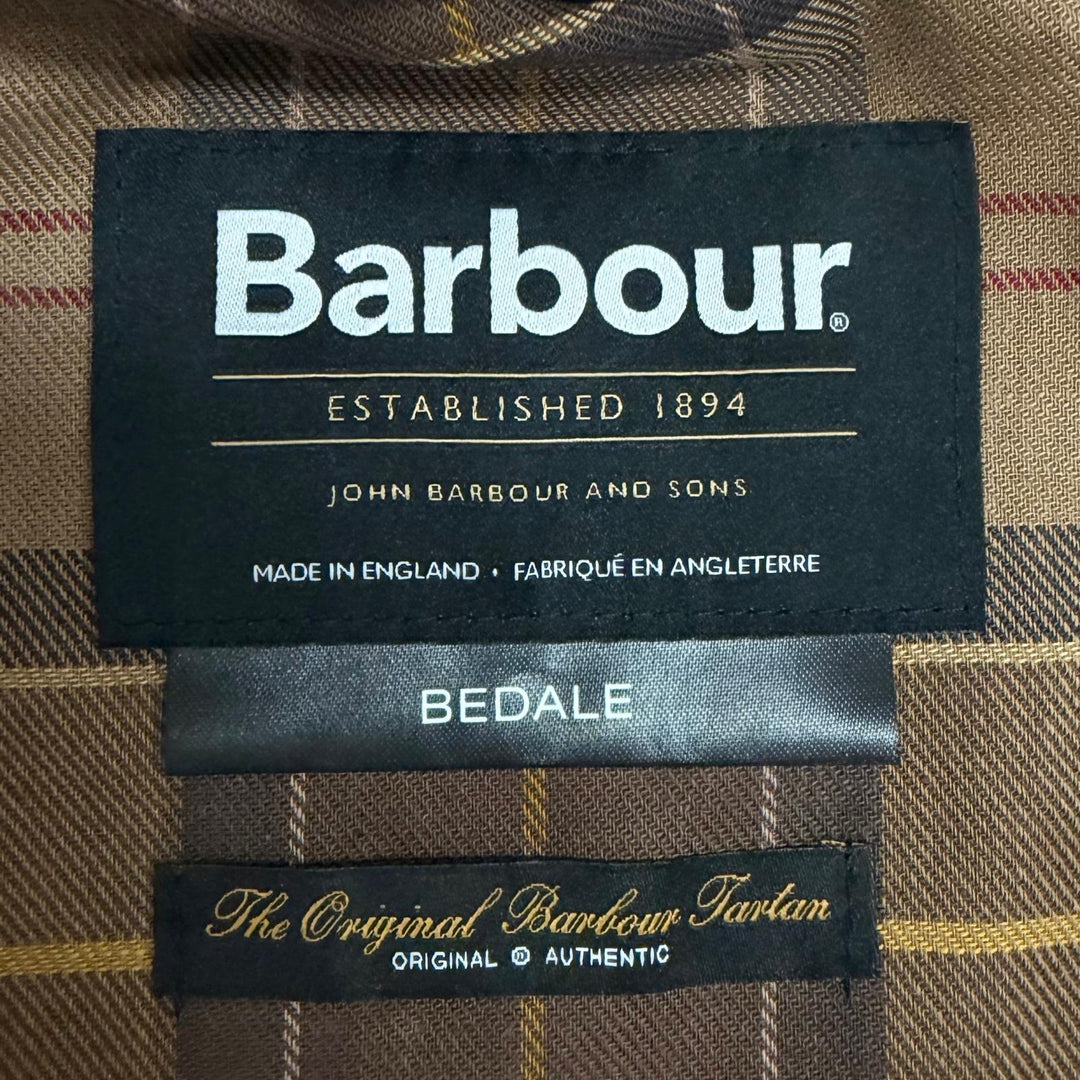 Great Barbour coat BEDALE Oiled wax jacket Dark brown cotton mens 42