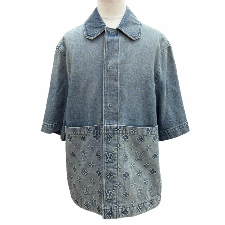 Excellent LOUIS VUITTON Denim Jacket MONOGRAM DENIM WORK S/S SHIRT Indigo mens L