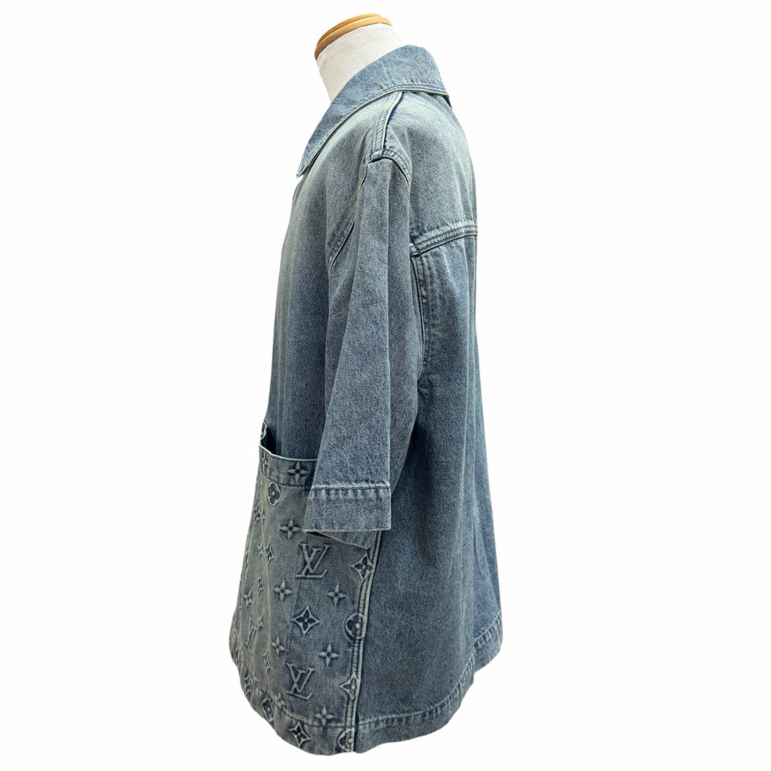 Excellent LOUIS VUITTON Denim Jacket MONOGRAM DENIM WORK S/S SHIRT Indigo mens L