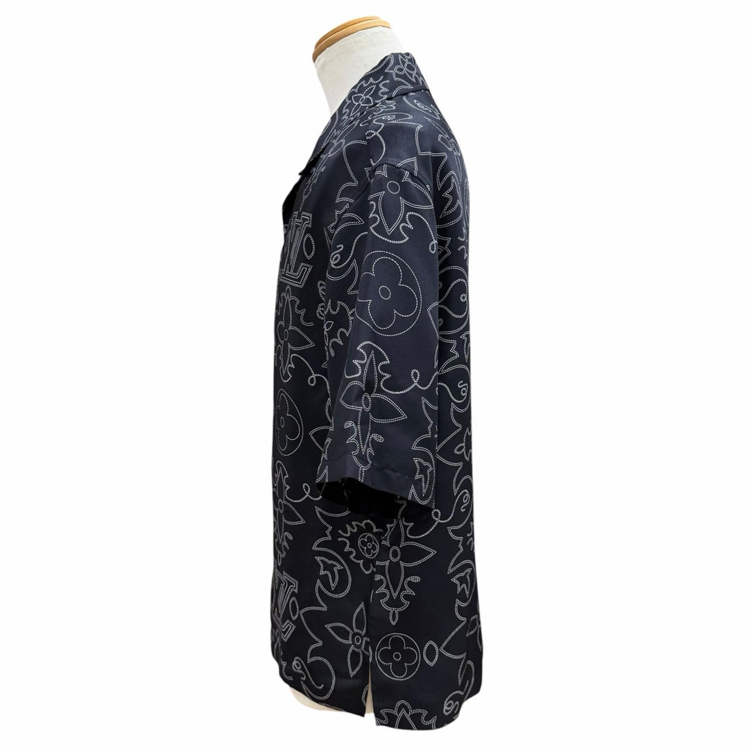 Excellent LOUIS VUITTON Short sleeve shirt black silk mens S