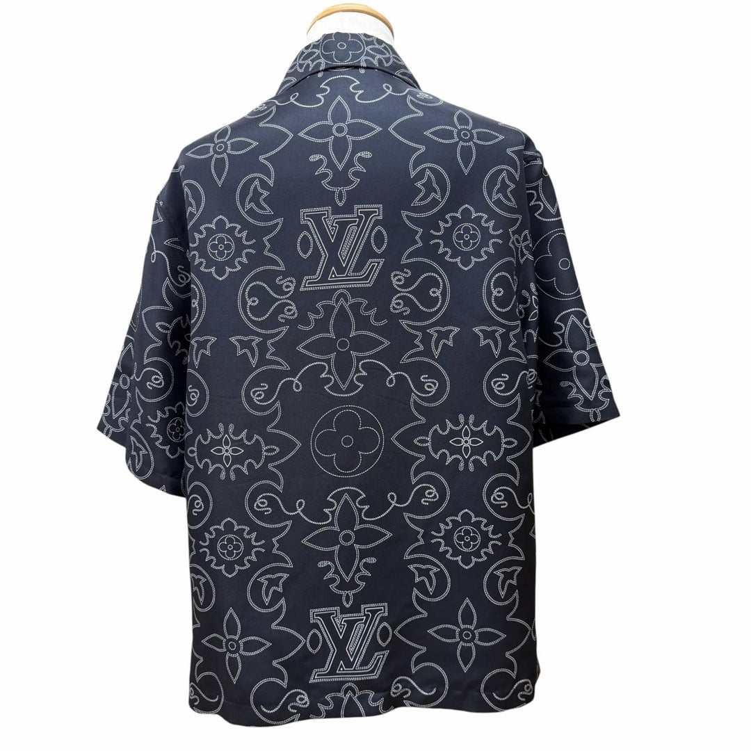Excellent LOUIS VUITTON Short sleeve shirt black silk mens S