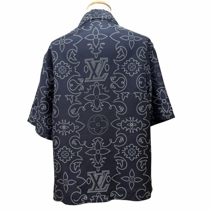 Excellent LOUIS VUITTON Short sleeve shirt black silk mens S
