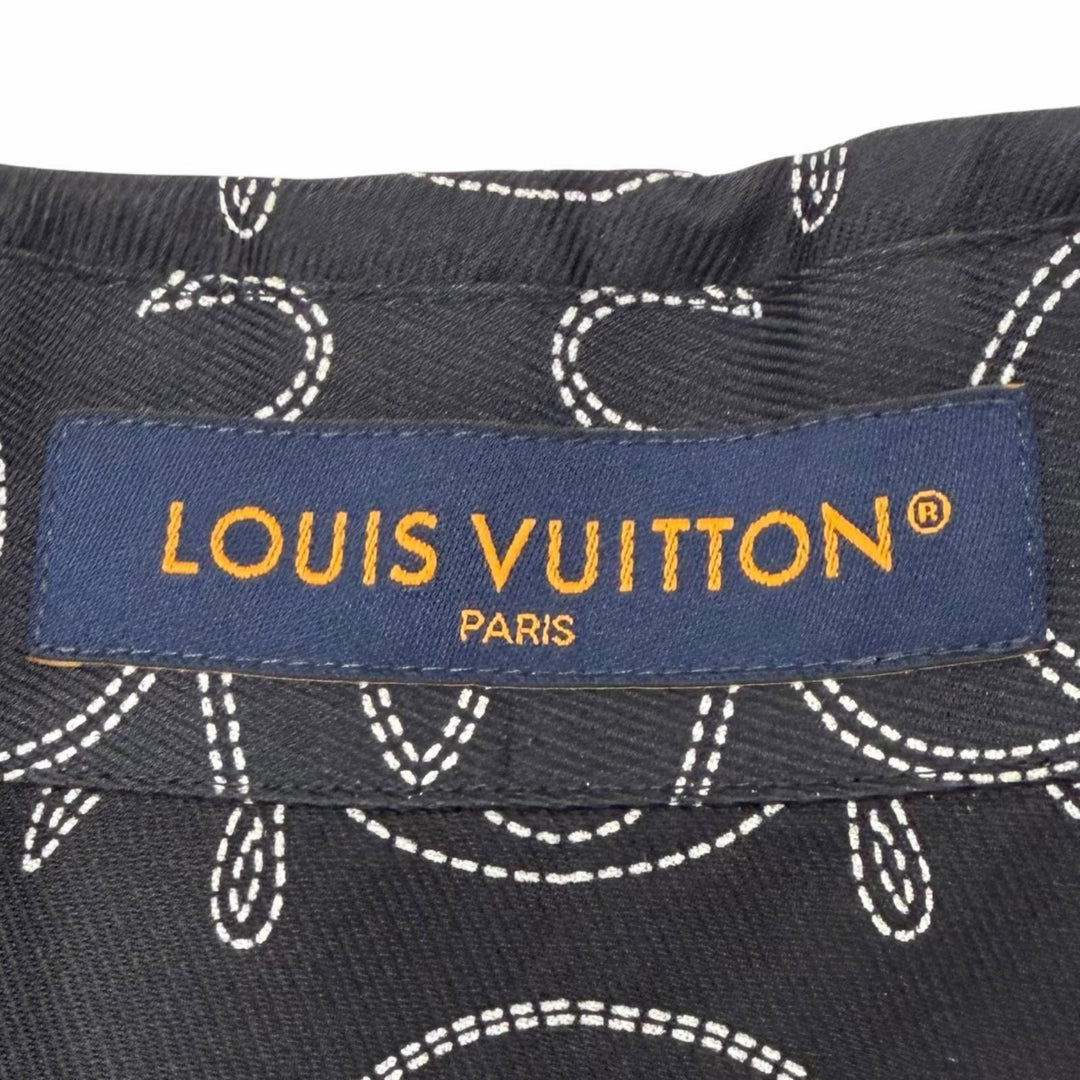 Excellent LOUIS VUITTON Short sleeve shirt black silk mens S