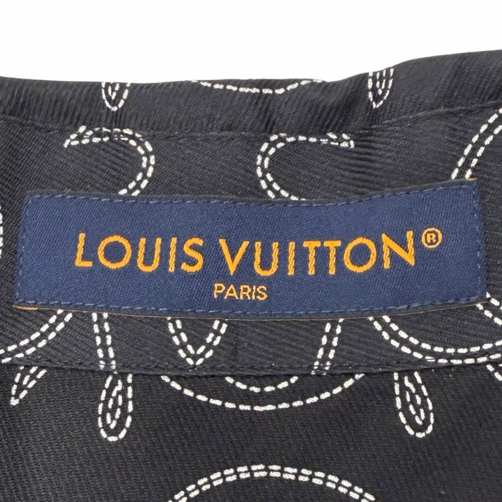 Excellent LOUIS VUITTON Short sleeve shirt black silk mens S