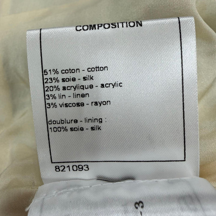 Excellent CHANEL Tweed skirt Linen blend COCO Button long jacket green 34 P53844