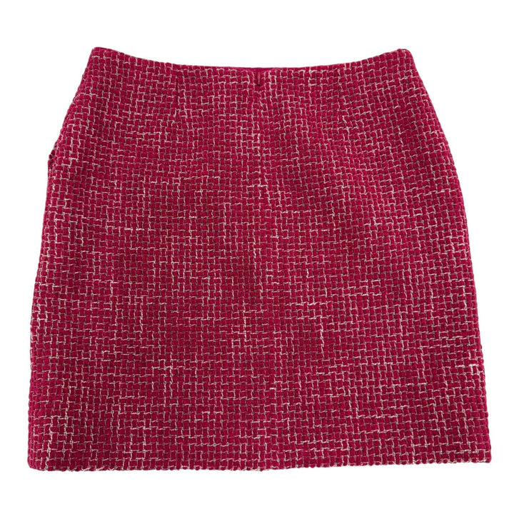 Excellent CHANEL skirt COCO Button Tweed Trapezoid Mini pink wool 38 P73302