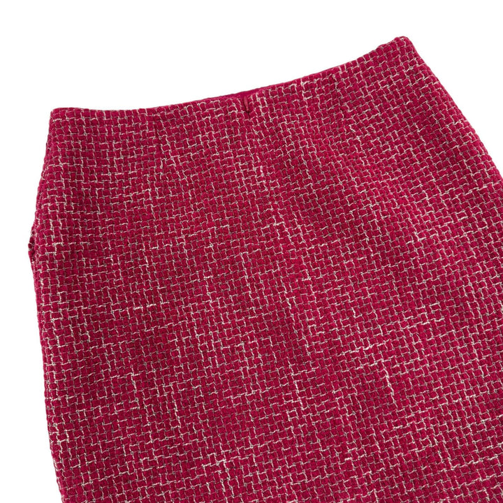 Excellent CHANEL skirt COCO Button Tweed Trapezoid Mini pink wool 38 P73302