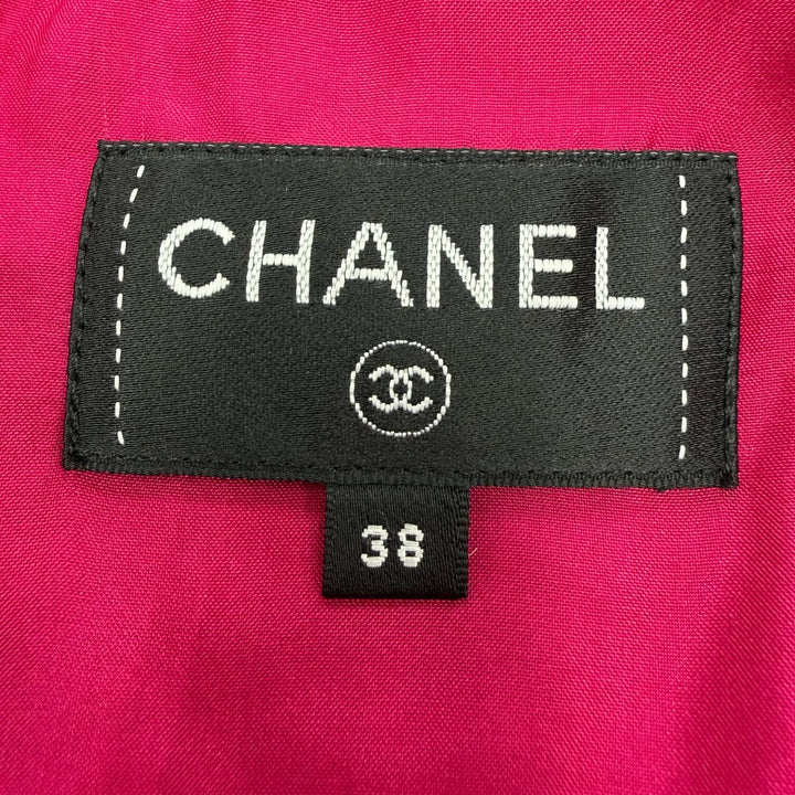 Excellent CHANEL skirt COCO Button Tweed Trapezoid Mini pink wool 38 P73302