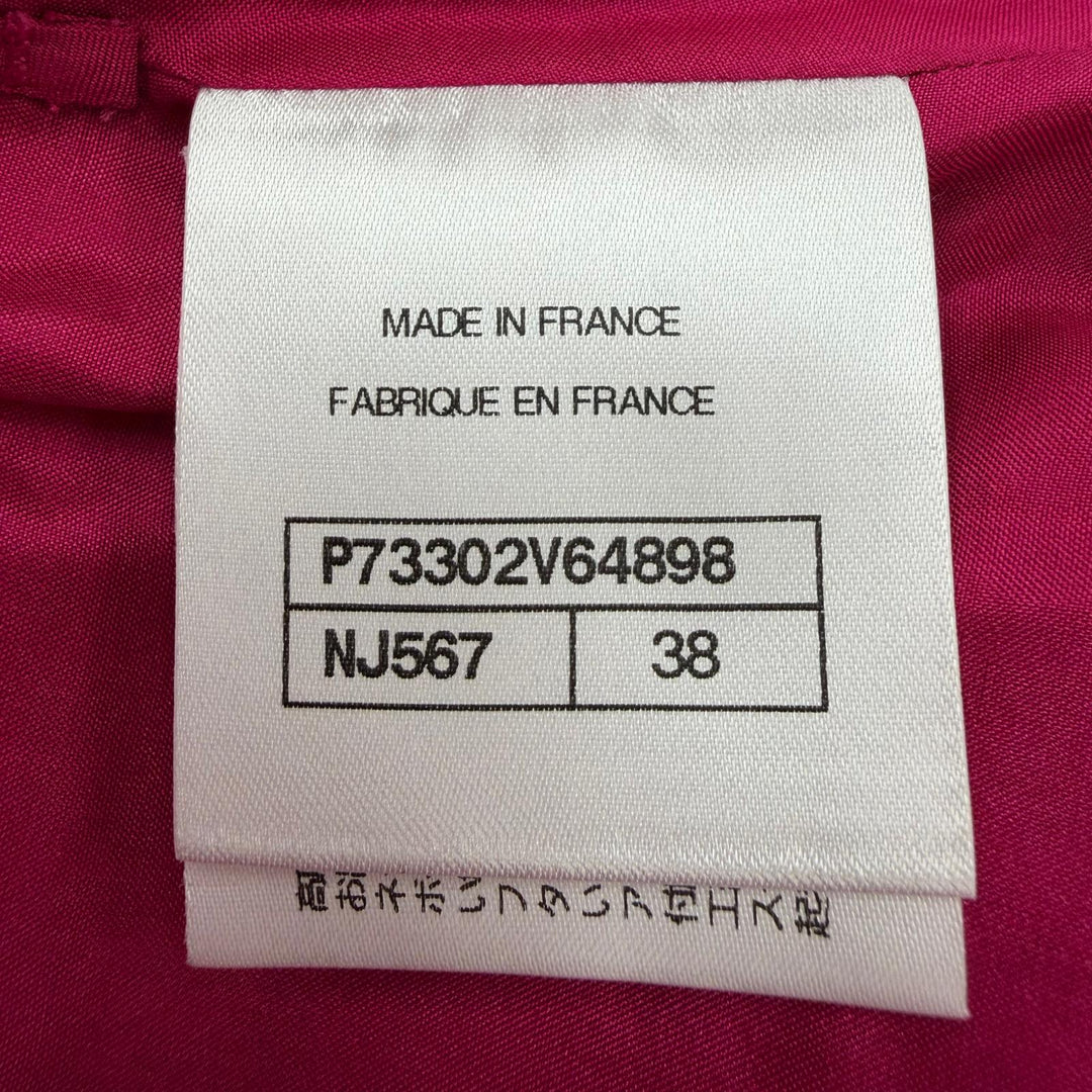 Excellent CHANEL skirt COCO Button Tweed Trapezoid Mini pink wool 38 P73302