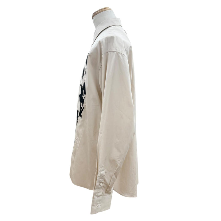 Pristine PRADA Long sleeve shirt Embroidered Poplin beige cotton mens L UCN541