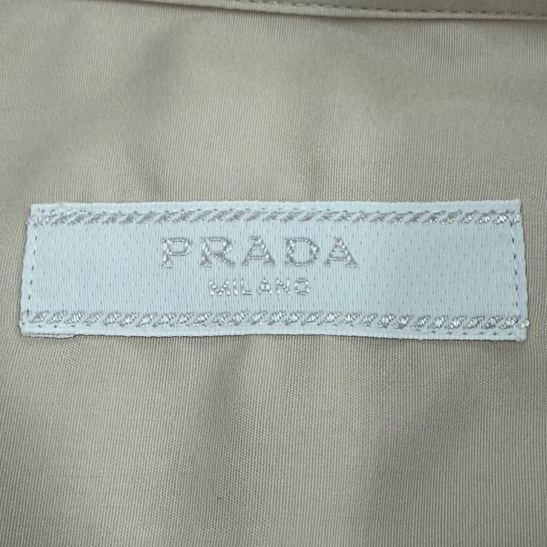 Pristine PRADA Long sleeve shirt Embroidered Poplin beige cotton mens L UCN541