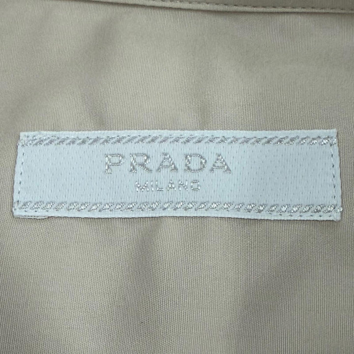 Pristine PRADA Long sleeve shirt Embroidered Poplin beige cotton mens L UCN541