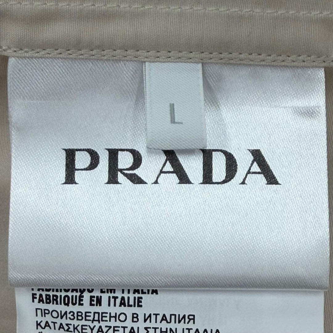 Pristine PRADA Long sleeve shirt Embroidered Poplin beige cotton mens L UCN541