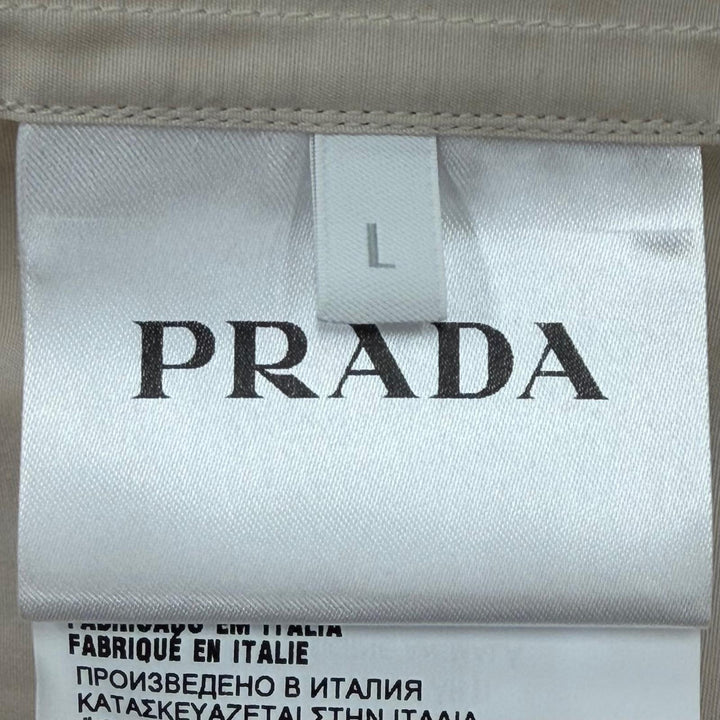 Pristine PRADA Long sleeve shirt Embroidered Poplin beige cotton mens L UCN541