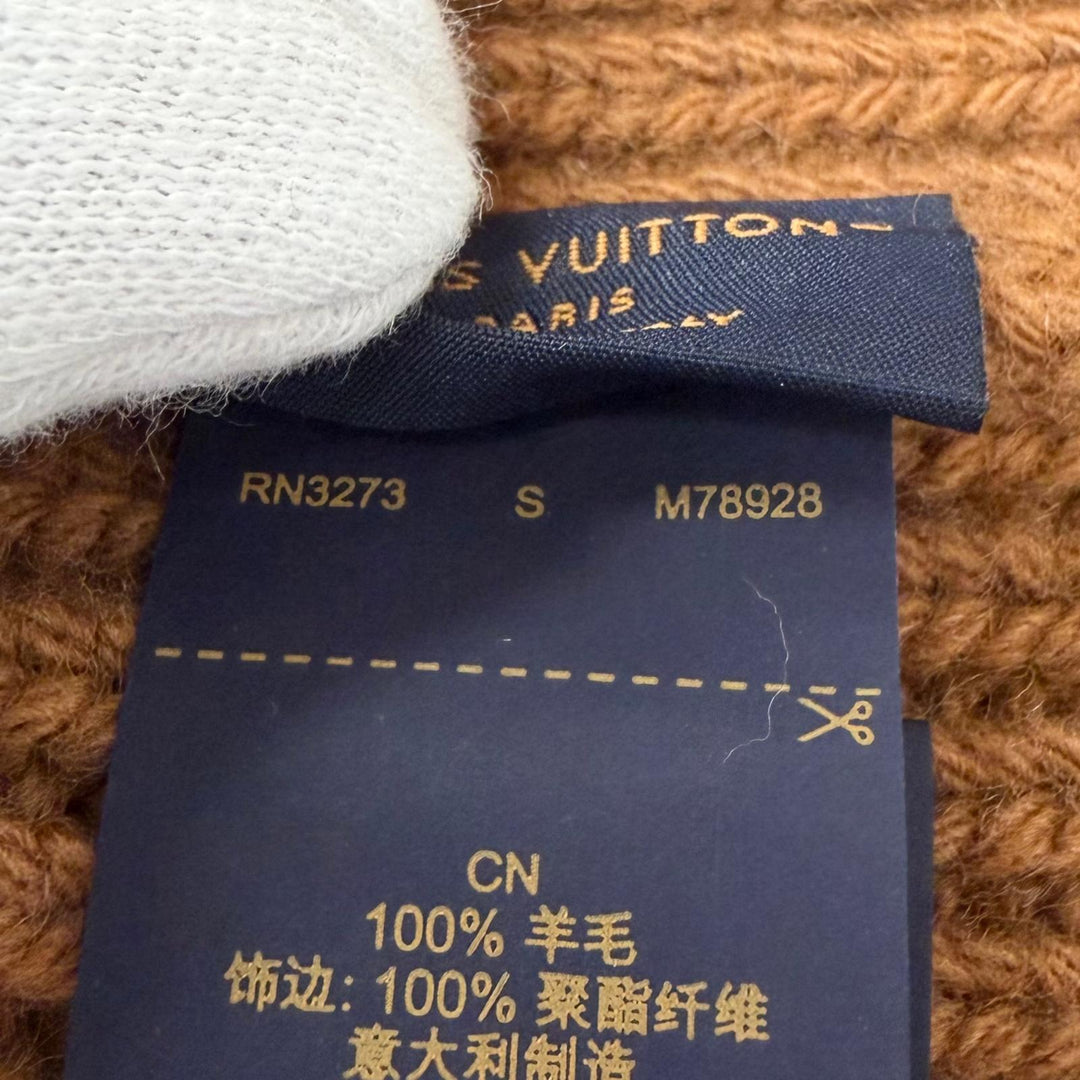 Excellent LOUIS VUITTON Knit cap Beanie LV Headline Monogram Flower Embroidery