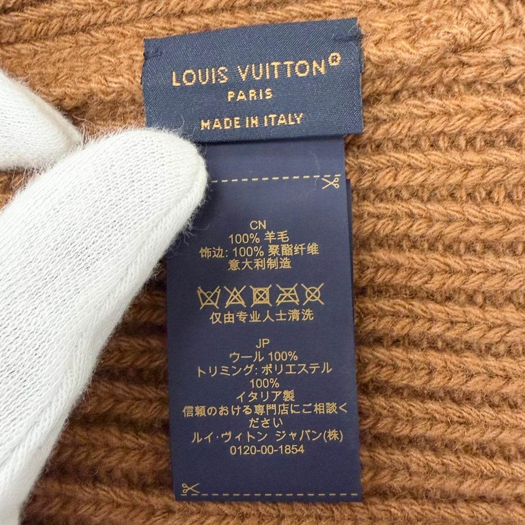 Excellent LOUIS VUITTON Knit cap Beanie LV Headline Monogram Flower Embroidery
