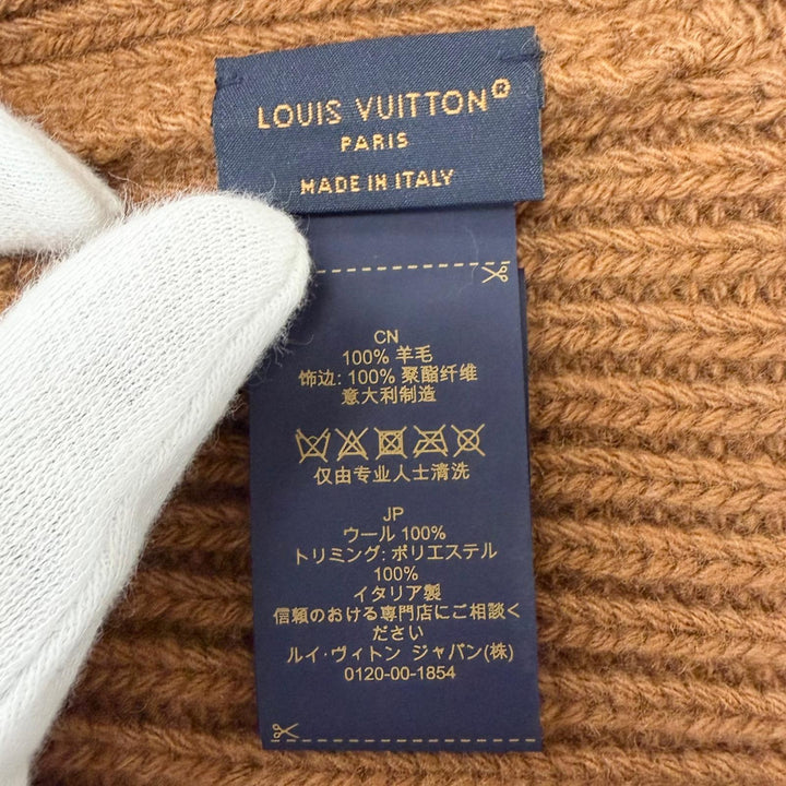 Excellent LOUIS VUITTON Knit cap Beanie LV Headline Monogram Flower Embroidery