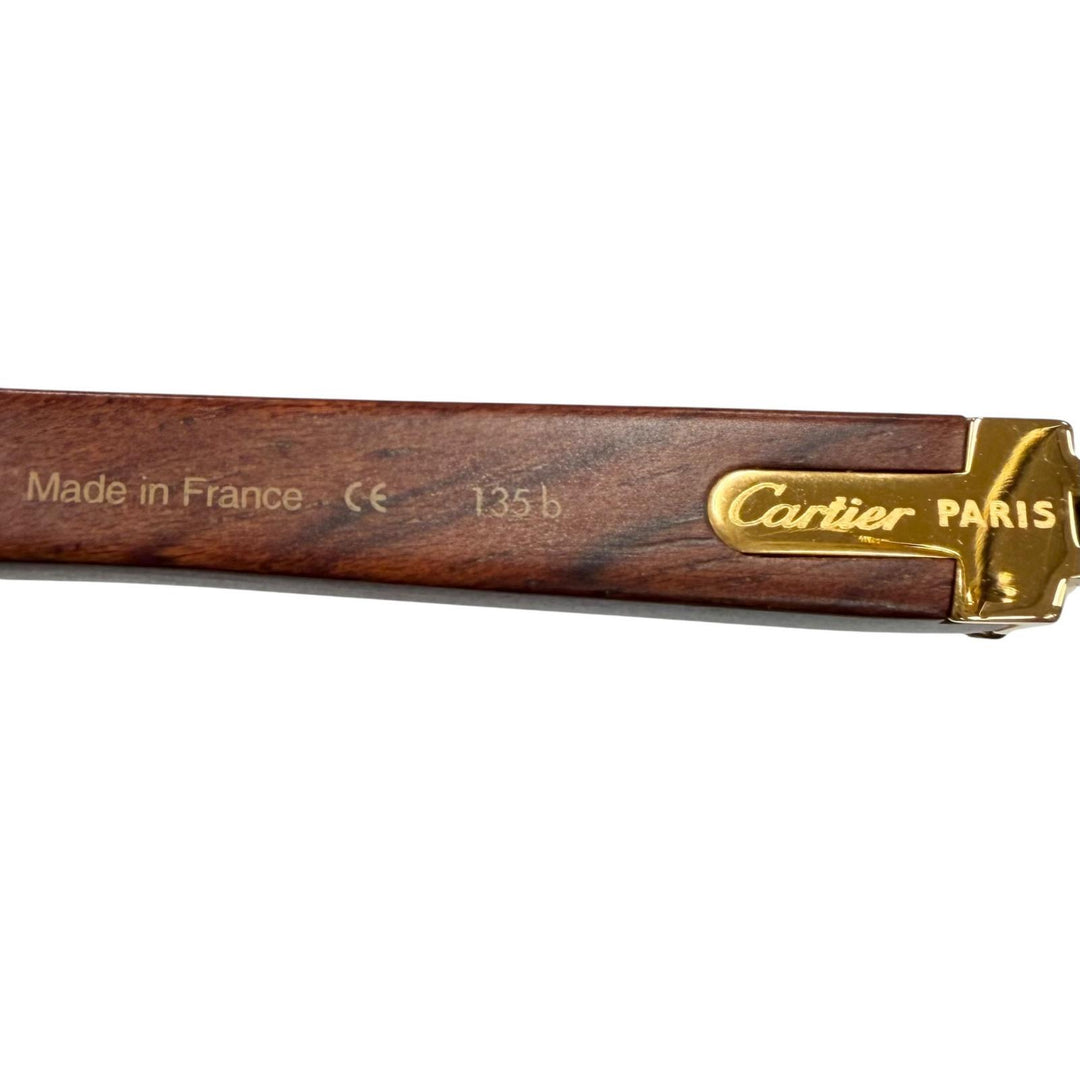 Excellent Cartier Glasses Trinity Wood Temple Oval gold Wood mens