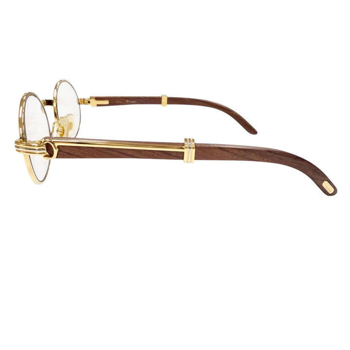 Excellent Cartier Glasses Trinity Wood Temple Oval gold Wood mens