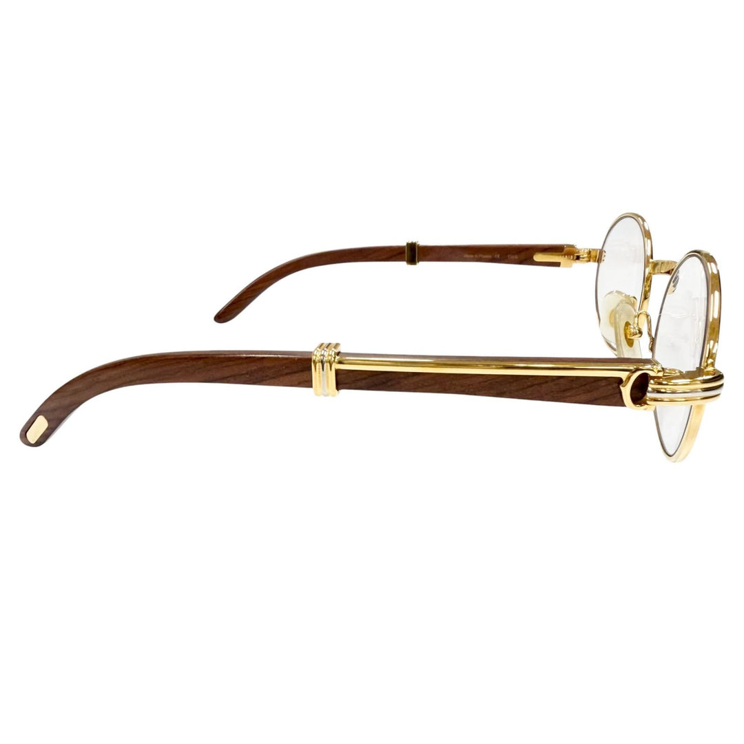 Excellent Cartier Glasses Trinity Wood Temple Oval gold Wood mens