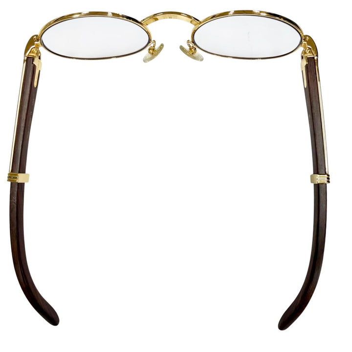 Excellent Cartier Glasses Trinity Wood Temple Oval gold Wood mens